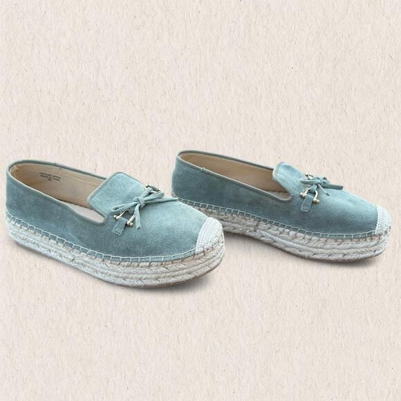 Talbots Sage Green Suede Espadrille Loafers Bow Size 8 Coastal‎ Preppy Chic - Picture 3 of 8